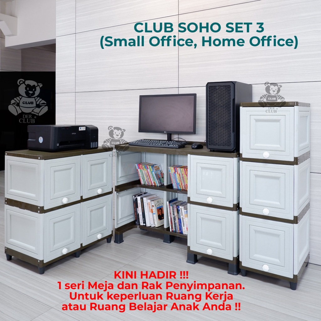 MEJA KERJA MEJA TULIS MINIMALIS CLUB PLASTIK / RAK BUKU / LEMARI BUKU / MEJA KERJA - SOHO