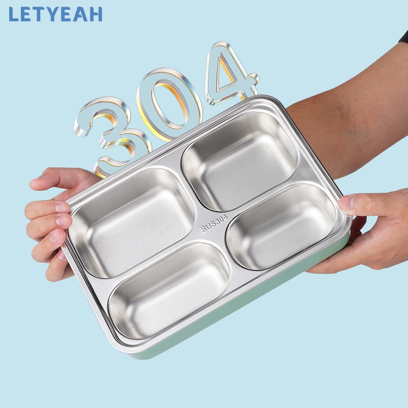 Letyeah lunch box stainless 304 /tempat bekal makan anti tumpah 4 sekat