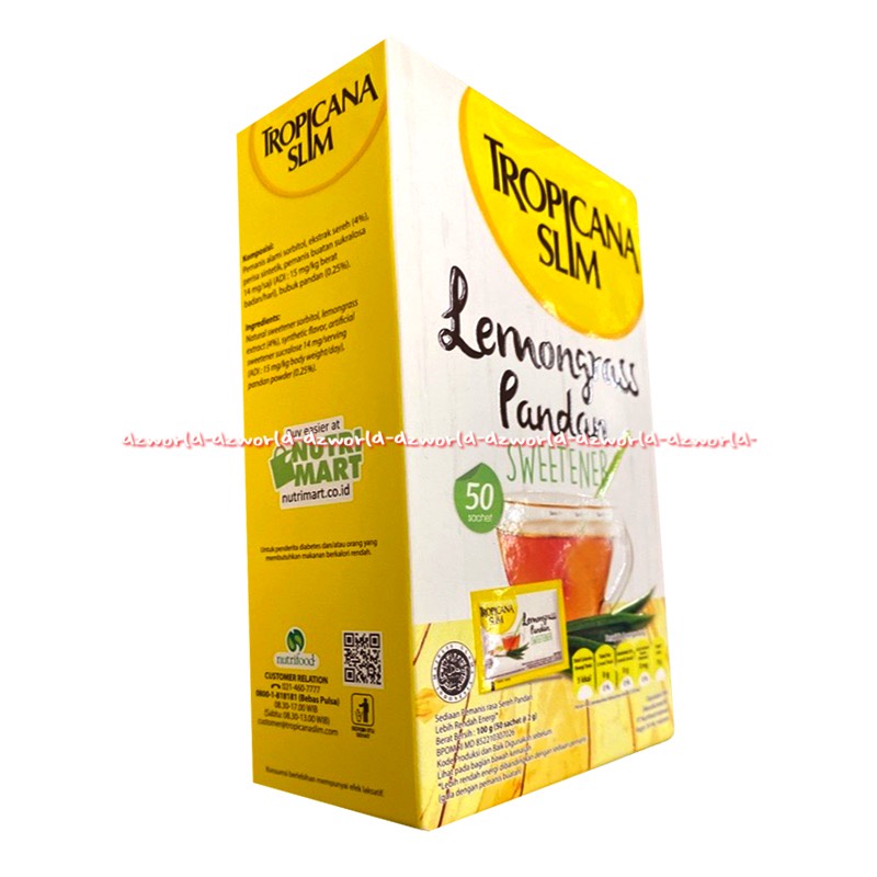 Tropicana Slim 50sachet Lemongrass Pandan Sweetener Pemanis Gula Rasa Sereh Pandan Serai Lemong Grass Lemon Grass 50pcs Gula Untuk Penderita Diabet Diabetes