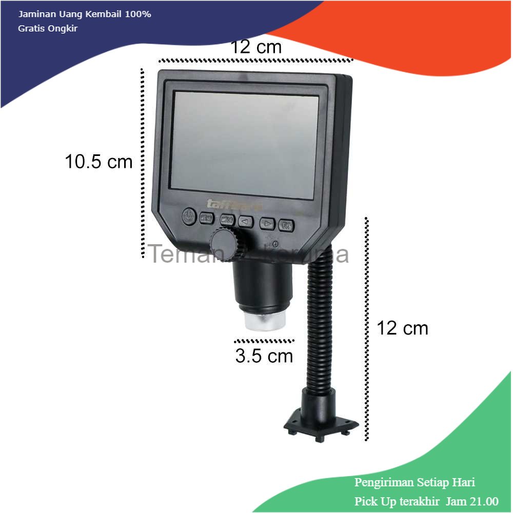 TD - PR2 Taffware Mikroskop Digital 3.6MP 600X Monitor &amp; Fleksibel Stand - G600