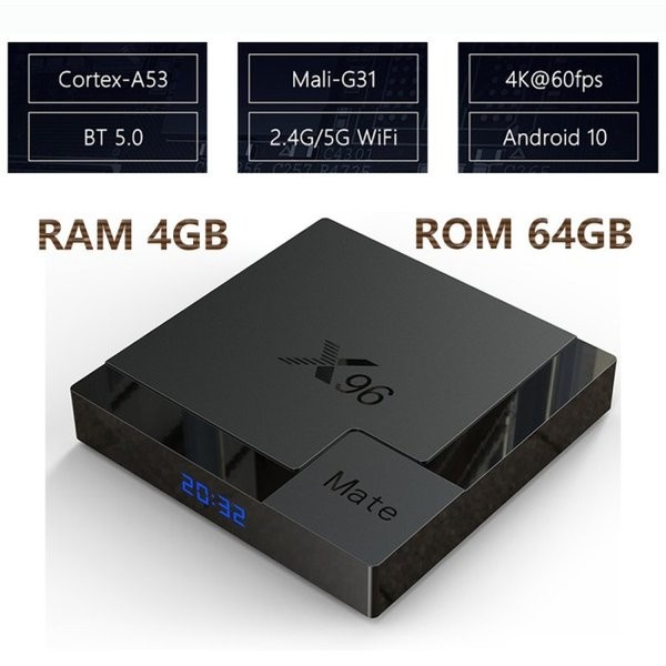 Produk Terbaru Murah X96 Mate Smart Tv Box 4Gb Ram 64Gb Rom Allwiner H616 Bluetooth