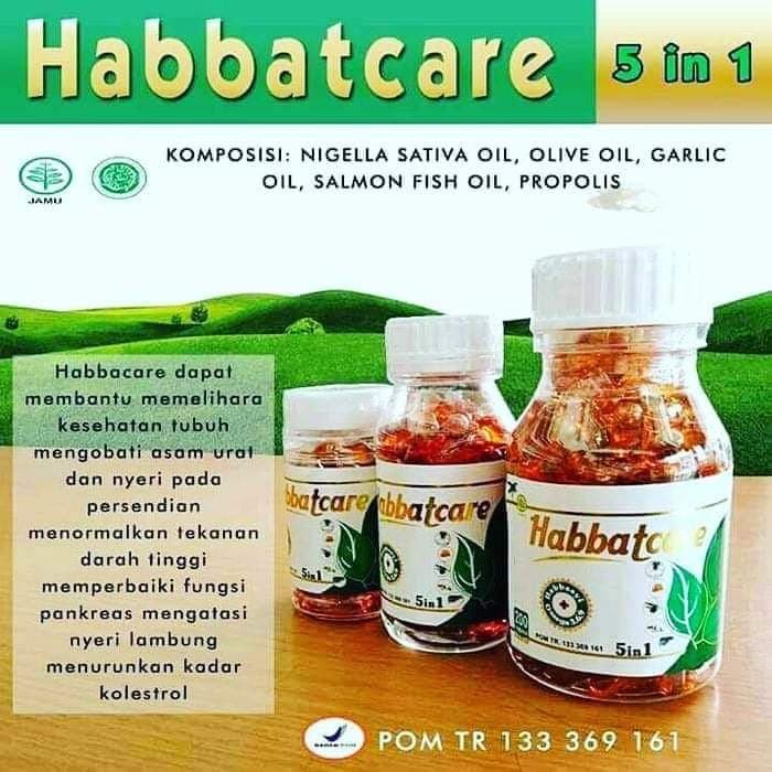 Habbat Care 5 in 1 100 Kapsul Habbats Garlic Propolis plus Zaitun & Salmon Fish Oil