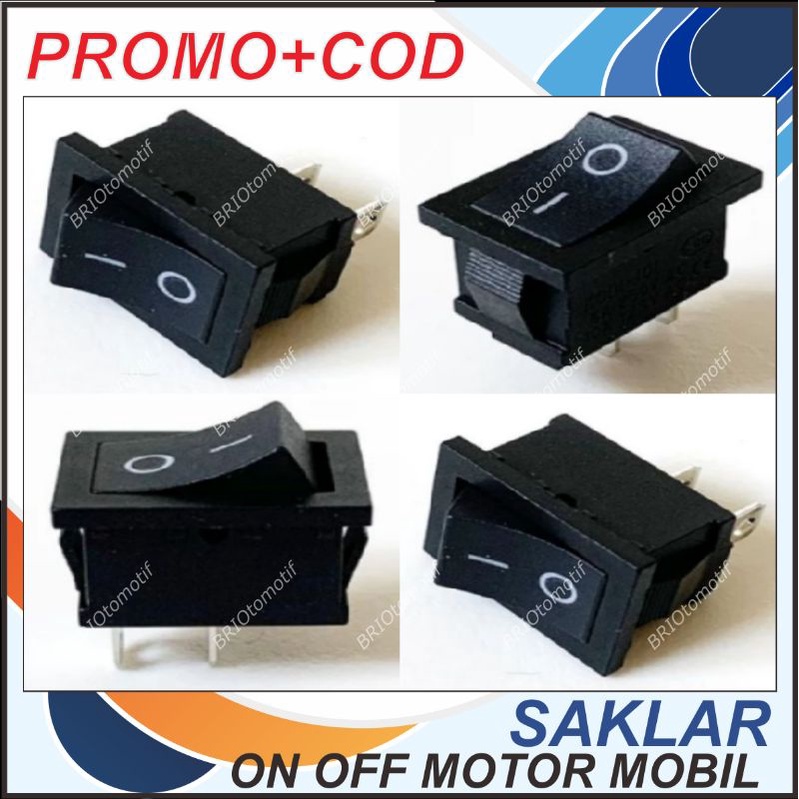 SAKLAR SWITCH ON OFF HITAM 2 PIN TANAM MINI KOTAK MOBIL MOTOR ALAT ELEKTRONIK LAMPU TEMBAK LAMPU KAB