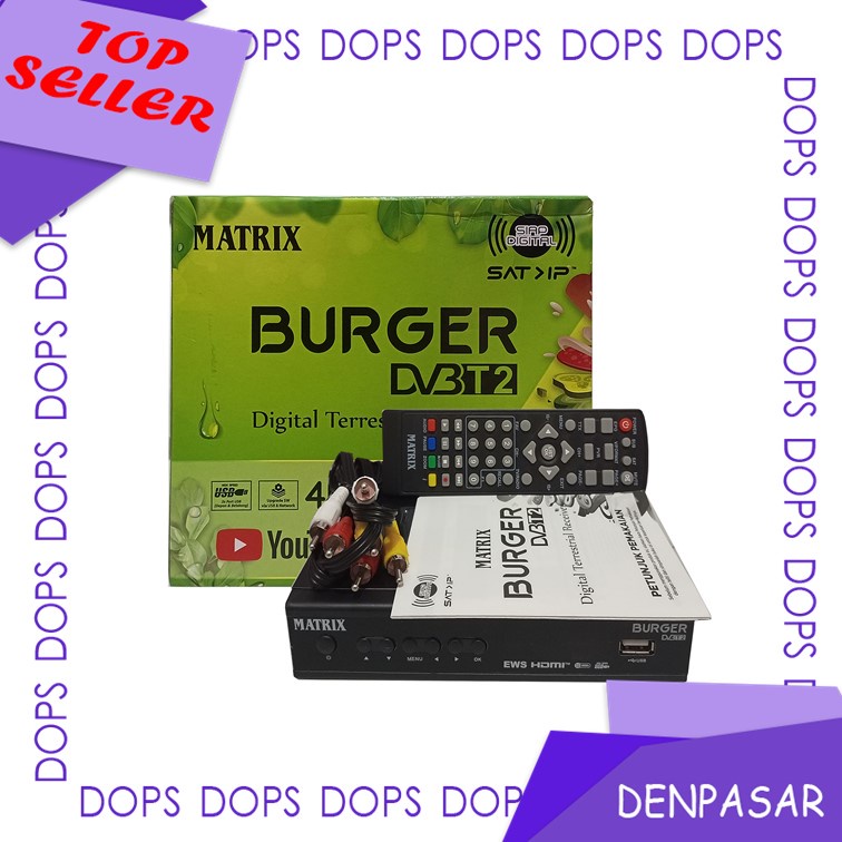 Terlaris Set Top Box TV Digital STB Matrix Burger Apple Hijau DVB-T2 DVBT2 UHF DOPS