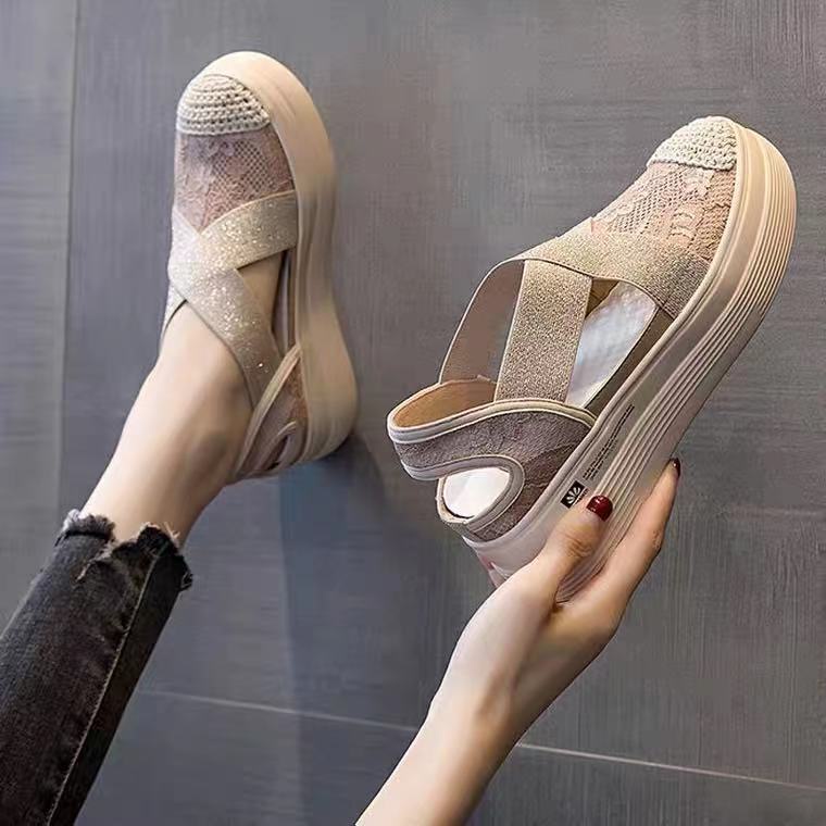 SW17 Sandal Wedges Fashion Wanita Import Anti Slip Sepatu Sandal Jalan Casual