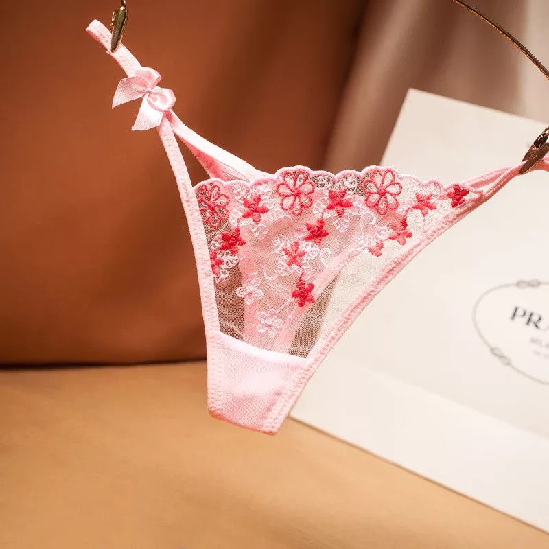 Sexy G String transparan Low Waist Bunga Celana dalam Wanita C165