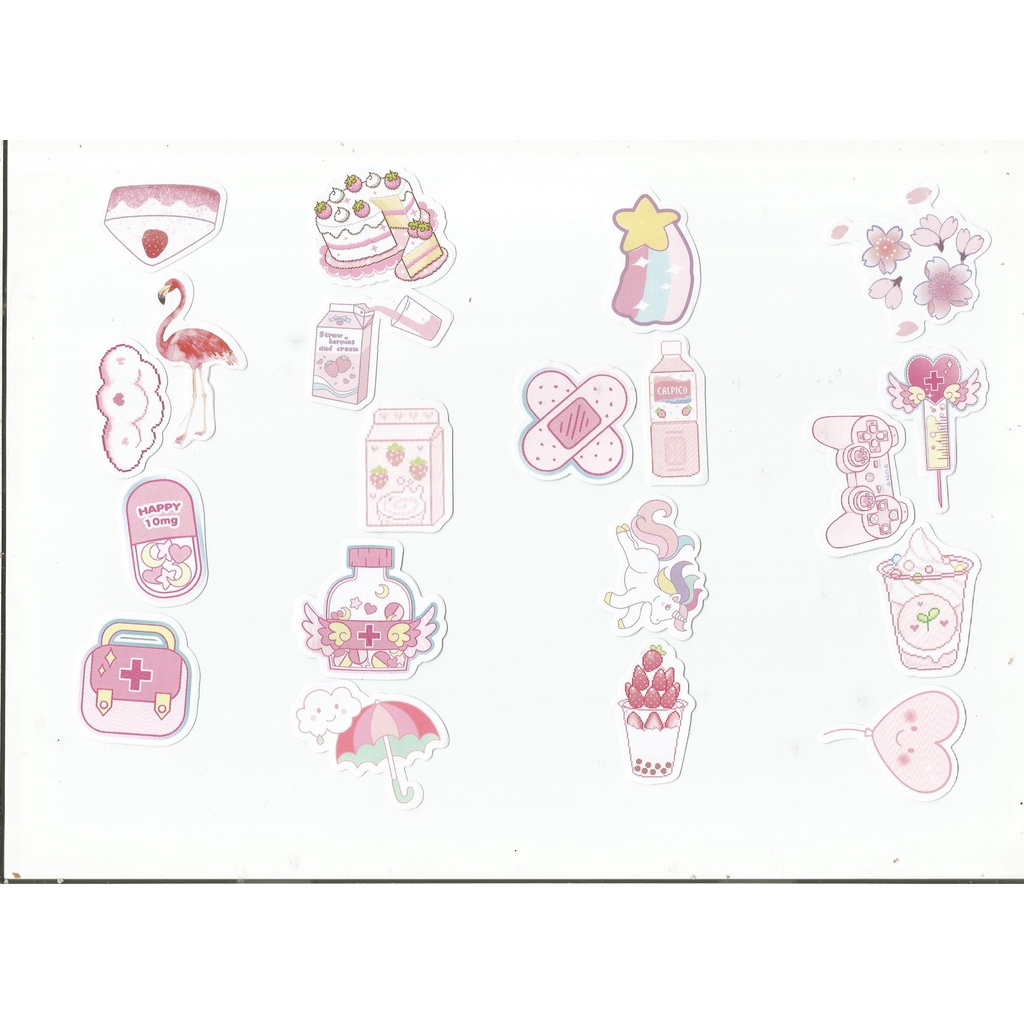 

Stiker pink mix dekorasi jurnal, scrapp book, diary