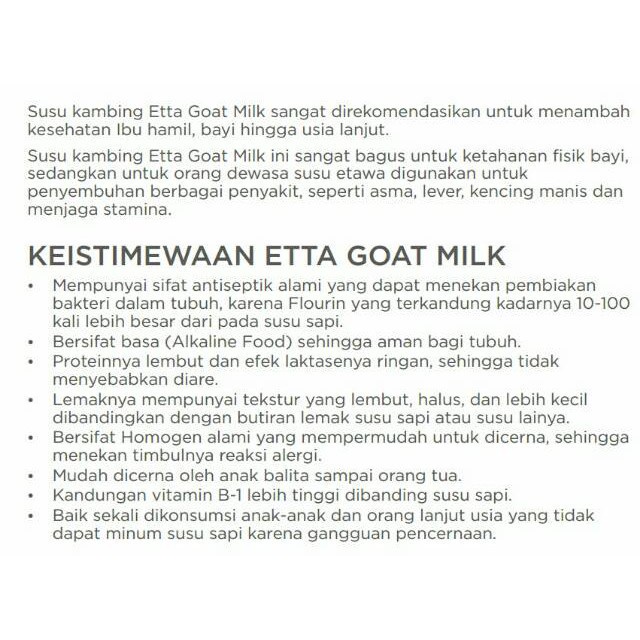 

New // Etta Goat Milk - Hni Hpai - Susu Kambing Ettawa Bubuk Original Berkhasiat Menyembuhkan Asma