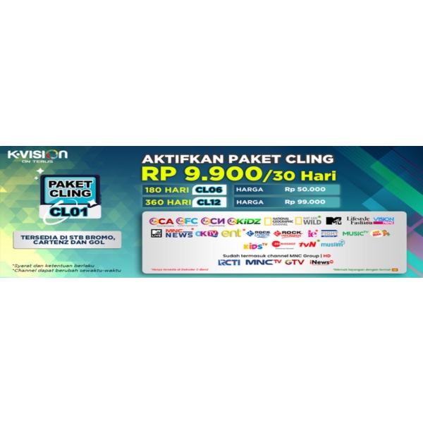 Paket CLING K-Vision TV Satelit Berbayar - 6 Bulan CLING Limited