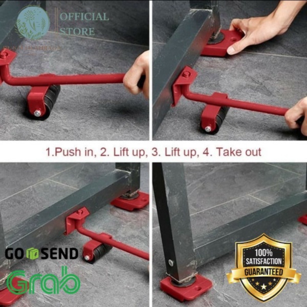 Jual 1 Set 4 Roda  1 Dongkrak Alat Pemindah Lemari Sofa Meja Kulkas dll DO Diskon