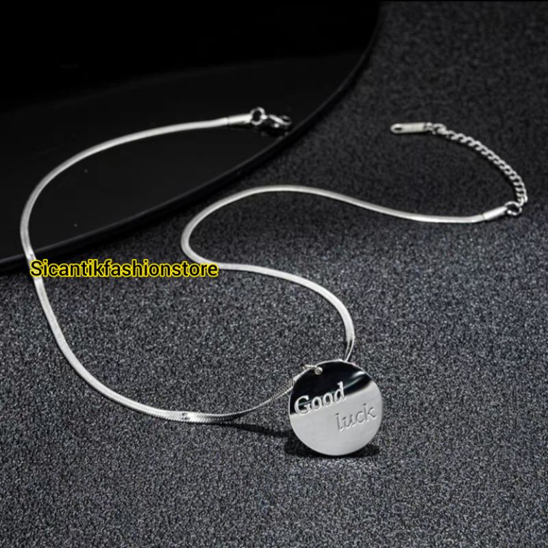 KALUNG TITANIUM WANITA PRIA TRENDING KALUNG PIPIH LIONTIN GOOD LUCKK  SILVER ASLI TITANIUM ANTI KARAT SELAMANYA KALUNG TITANIUM FASHION STYLE WANITA PRIA KALUNG PERAK SILVER LAPIS EMAS PUTIH 925