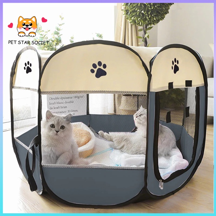 TENDA KANDANG LIPAT KUCING Anjing Portable Tempat Tidur Anak Kitten Puppy Murah Pet Cage Bed Jumbo Besar Size L XL