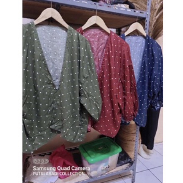 Outer Kiyowo Rayon Polka Outer Jumbo Bahan Rayon Fashion Wanita