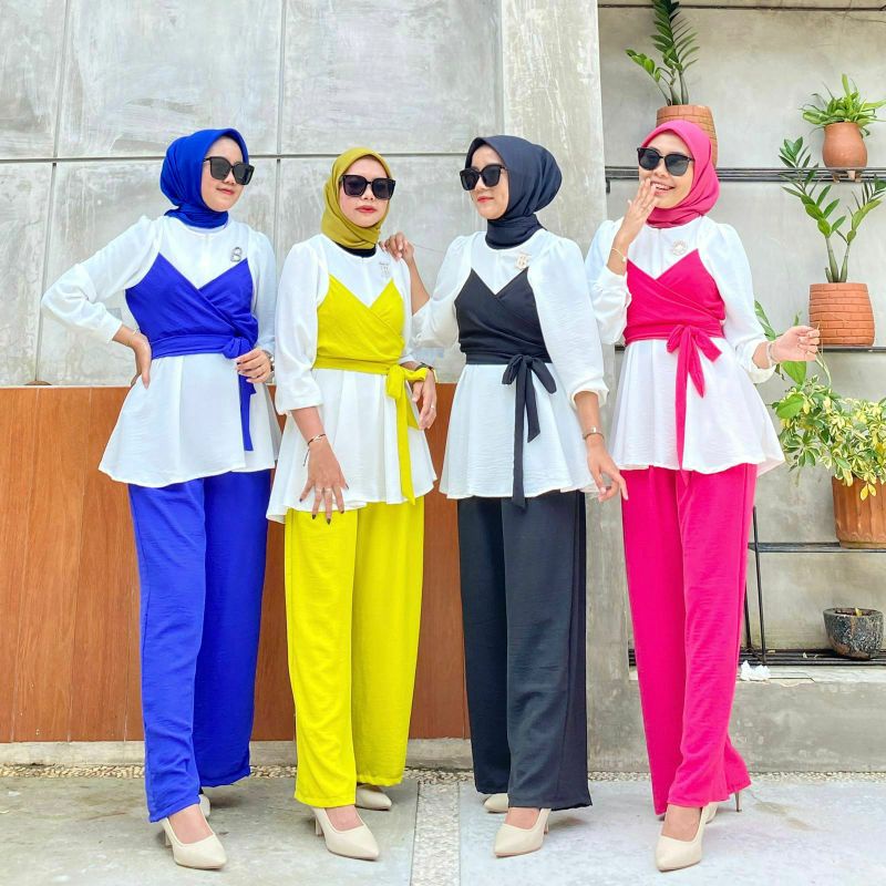 Tiara Set, SETELAN WANITA MODIS CANTIK FIT XXL LD 110 BAHAN CRINCLE AIRFLOW IMPORT TERMURAH OOTD KEKINIAN