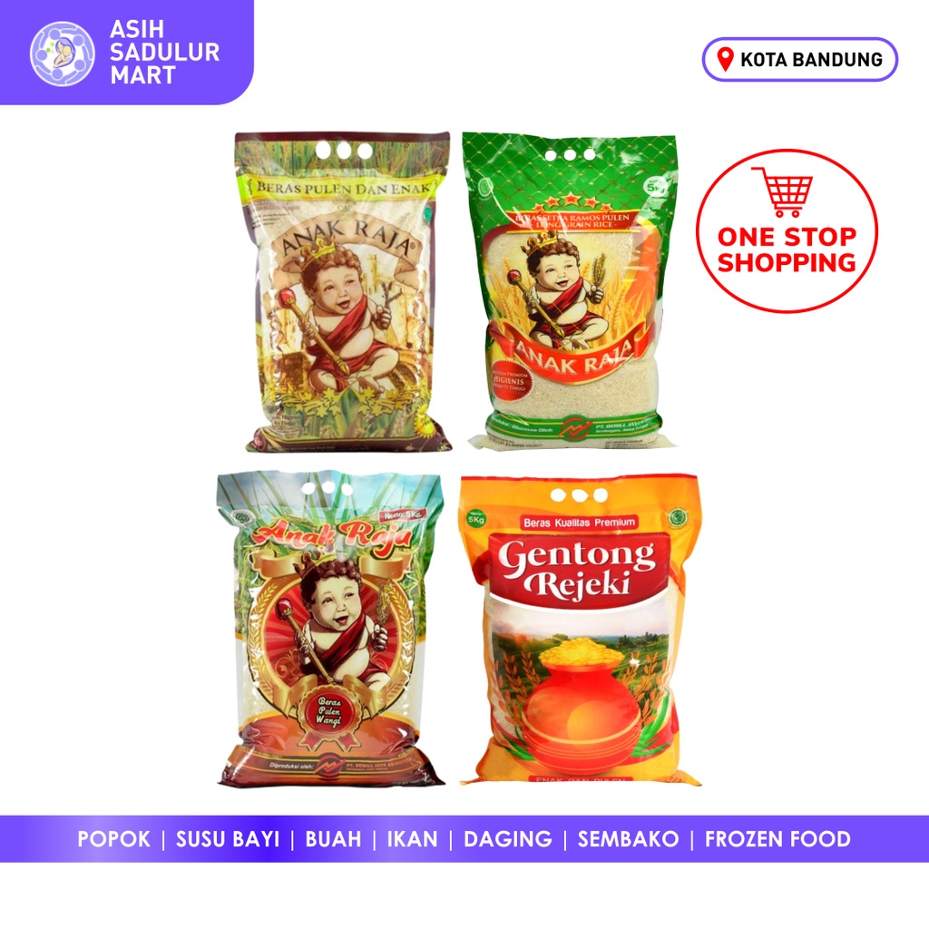 

Beras Anak Raja 5kg Pulen Enak / Pulen Wangi / Long Grain / Gentong Rejeki Promo