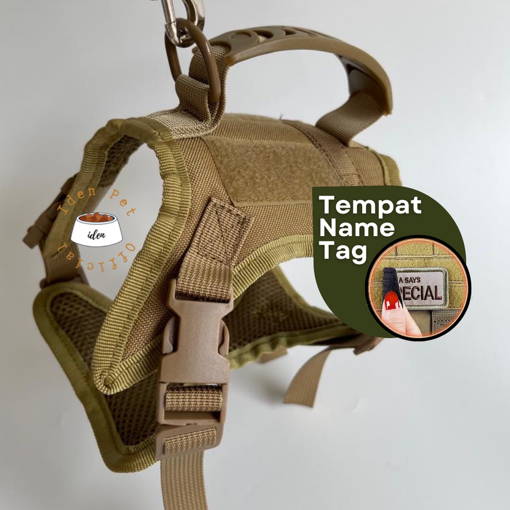 Harness Kucing Besar Tactical Rompi Anjing Kecil Custom Tag Nama Harnes Tali Tuntun Cat Dog Vest