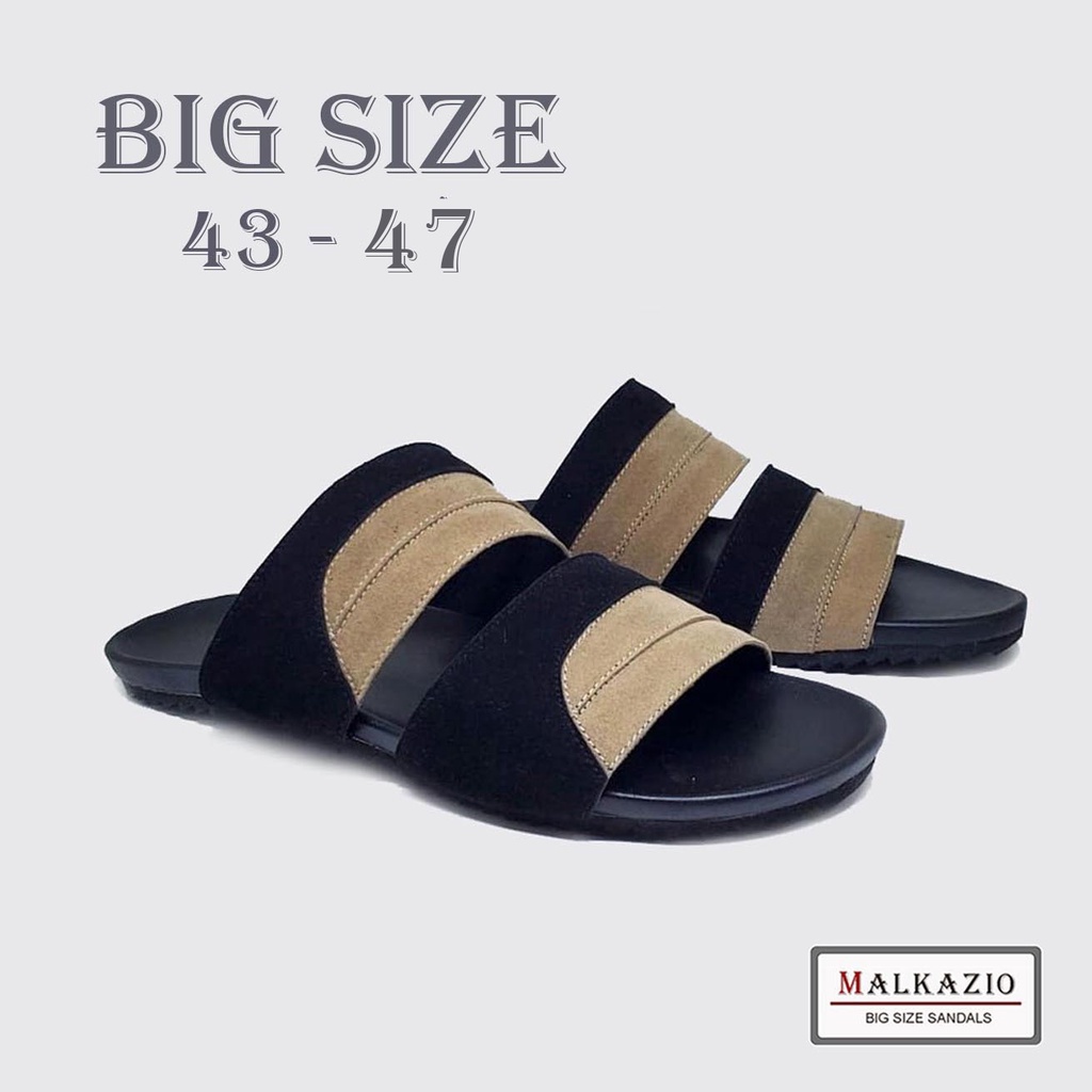 Mzio - Sandal Big Size Pria Ukuran Jumbo | Ukuran Besar 43 44 45 46 47 | ORIGINAL K-04 Slide Blacta