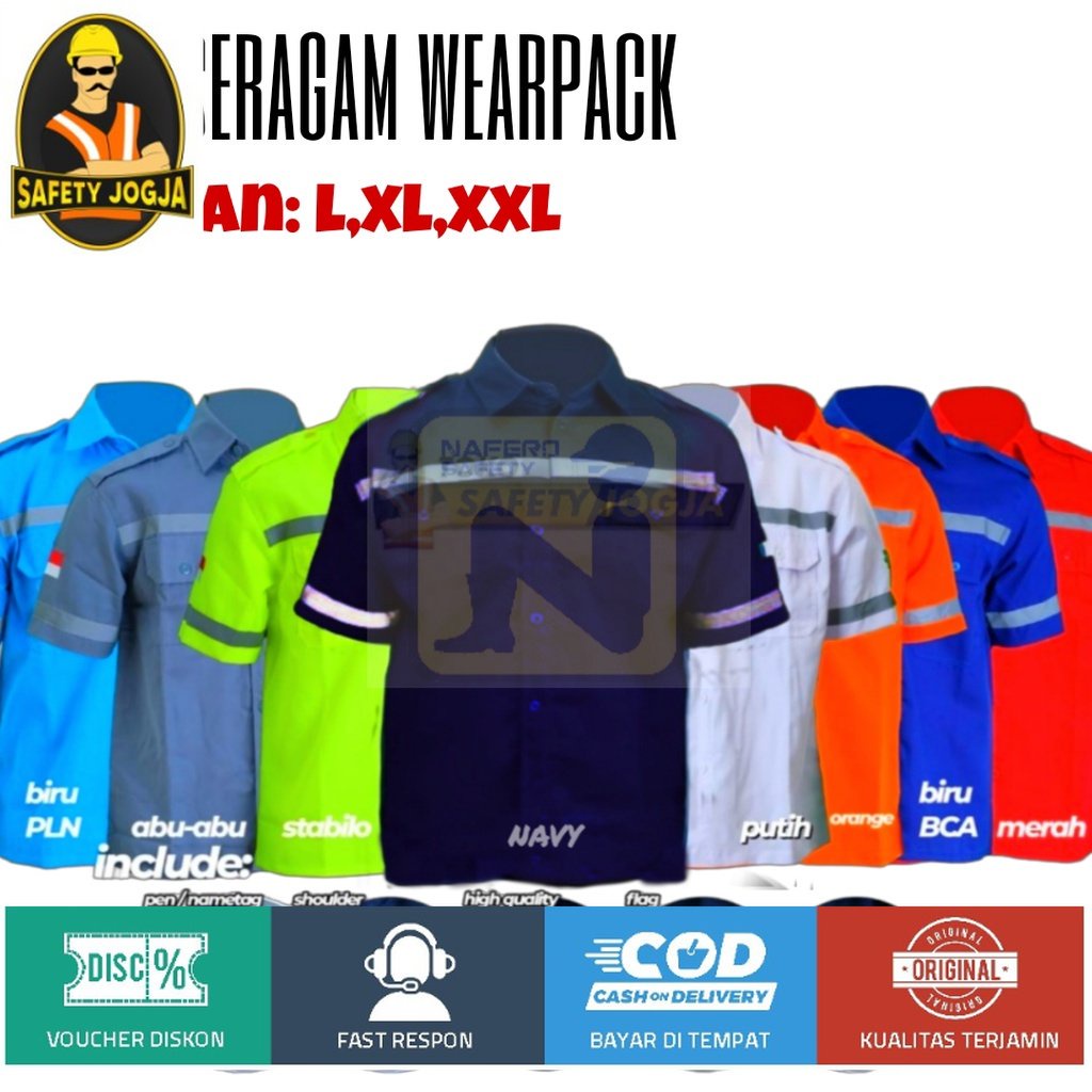 BAJU KERJA LENGAN PENDEK WEARPACK SAFETY BAJU LAPANGAN SAFEETY K3