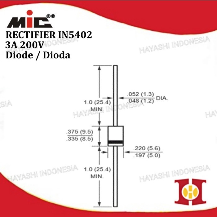 Dioda Diode Rectifier DIP MIC IN5402 1N5402 1N IN 5402 3A 200V-100pcs