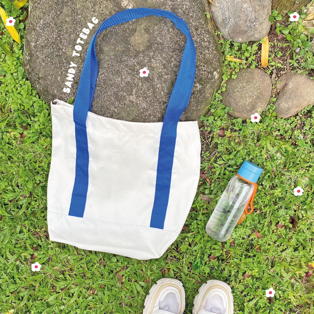 SANDY Totebag Kanvas Polos Tas Lucu Wanita Pria Remaja Korean Style By Chikoisme (RSL) NR
