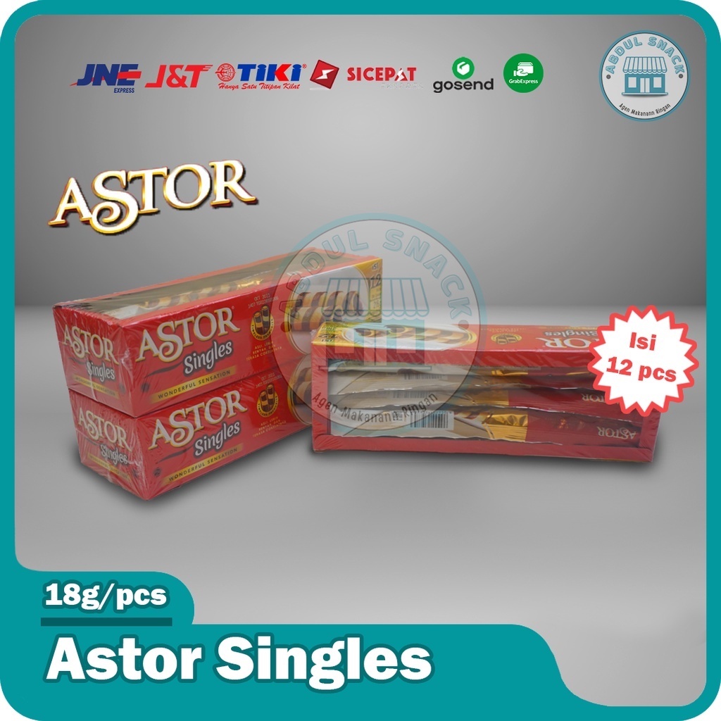 

Astor Singles Pack Wafer Stick Cokelat Roll 1 Box isi 20pcs x 18 gr