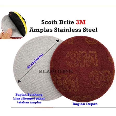 Spon merah Amplas Stainless Lembaran scote brite