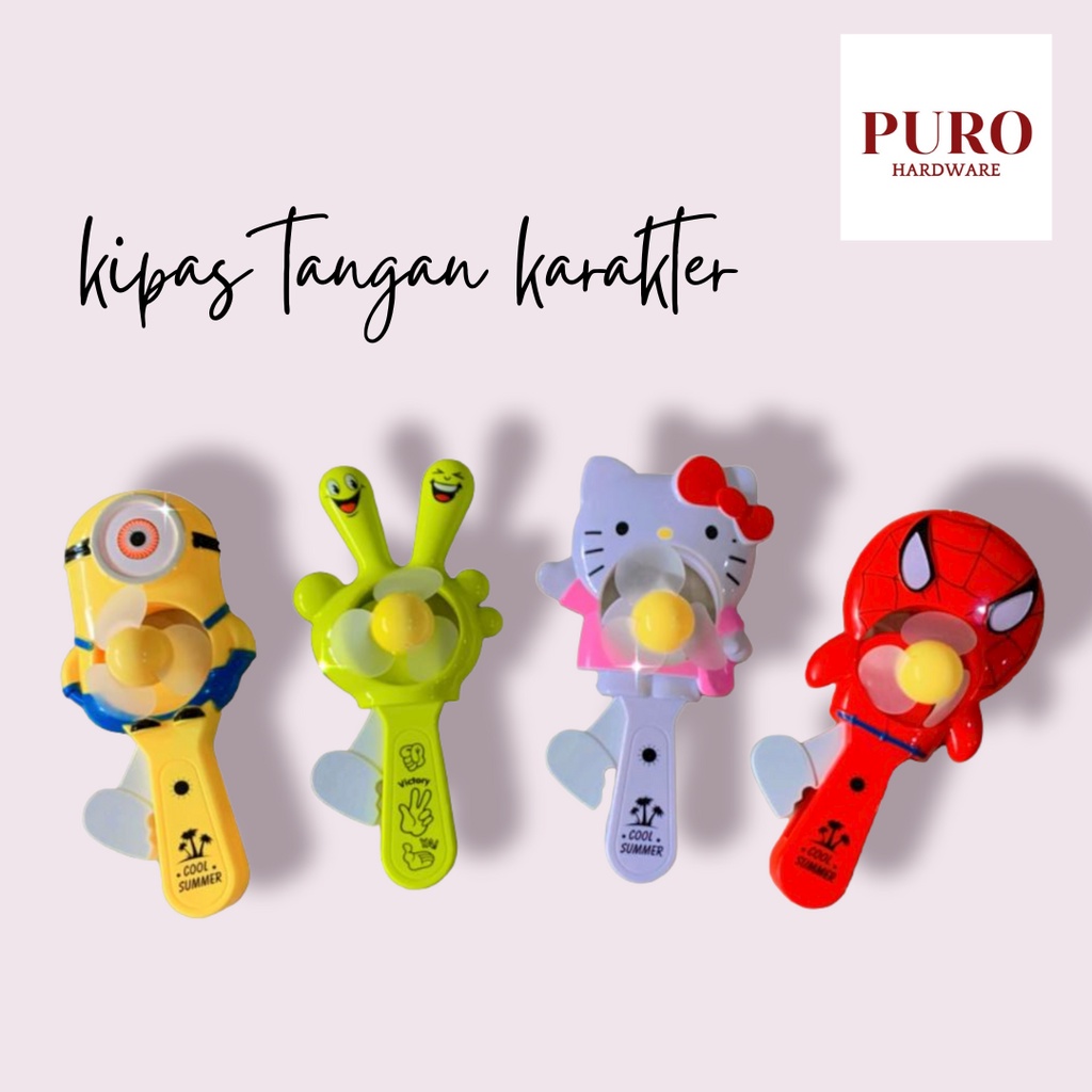 Kipas Genggam Karakter / Pegang Tangan Manual Tekan Karakter Tanpa Baterai / kipas Tangan Unik Carakter / Kipas Tangan Mini Murah