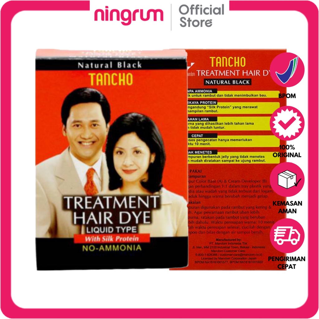 Ningrum - Tancho Treatment Hair Dye Liquid Type with Silk Protection No Ammonia Natural Black 40ml &amp; 80ml 100% Original - 9902