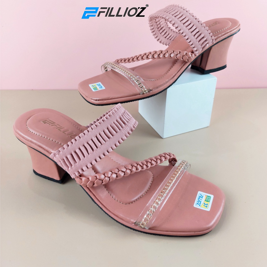 Fillioz Shanum Sandal Heels Wanita Terbaru Jelly Kerut Elastis Hak 5cm