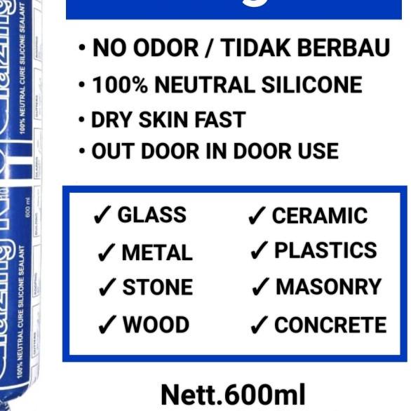 

Silicone Sealant Sosis GLAZING N10 600ml NETRAL100% - Harga satuan pcs - Putih