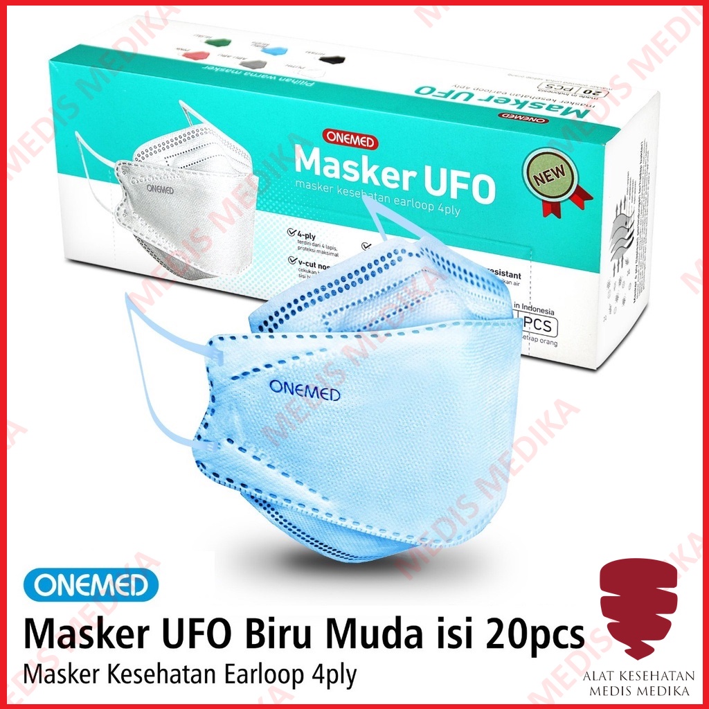 Masker UFO 4PLY OneMed Isi 20 Medis Earloop Debu Karet Telinga Face Mask Disposable Kesehatan 4 PLY