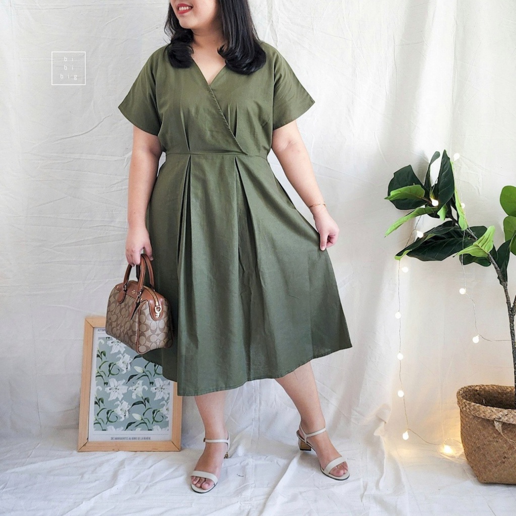 Jual BIBIBIG - FREYA - Baju Wanita Dress Big Size / Plus Jumbo - Midi ...