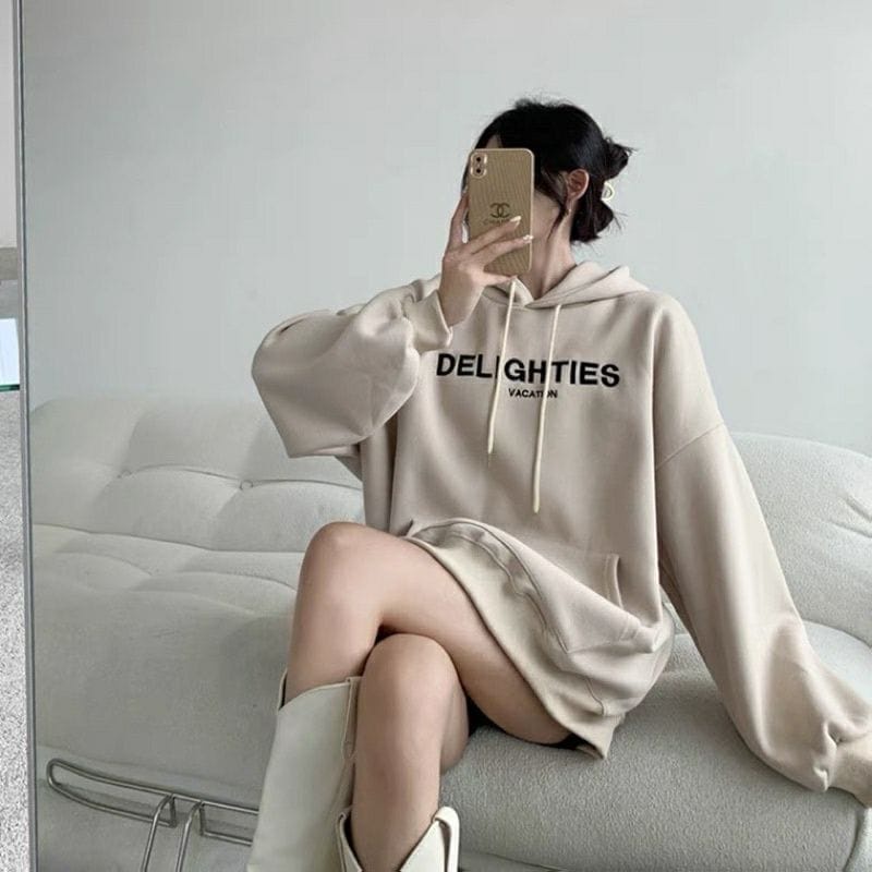 SWEATER HOODIE WANITA / DELIGHTIES VACATION HOODIE SWEATER WANITA KOREAN STYLE