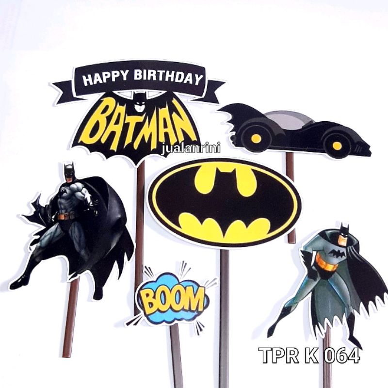 Topper kue karakter tusuk motif Batman