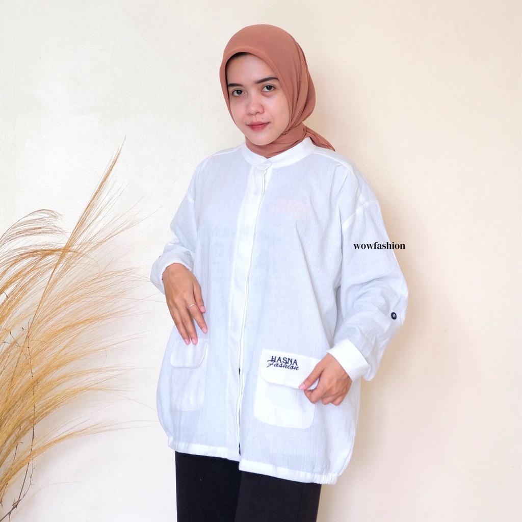 WOW-Hasna Kemeja Linen Crinkle - Atasan Wanita