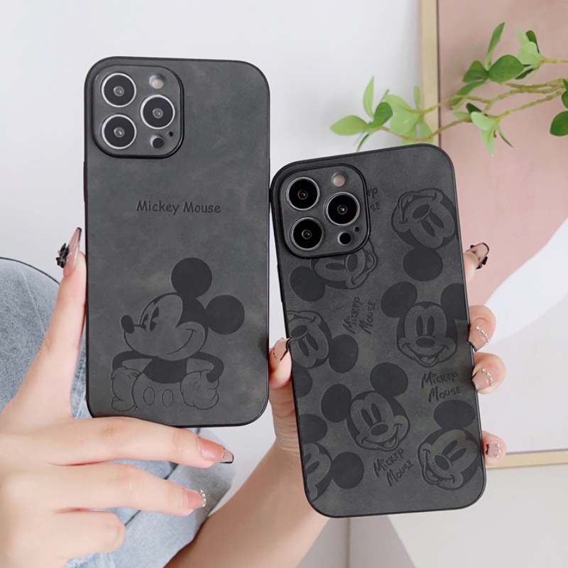 Mr.. Kulit Tekstur Kartun Animasi Soft Case Lensa Penuh Desain Mickey Untuk IPhone 14 13 12 11 Pro X XS Max XR 7 8 Plus SE2020 14 Plus