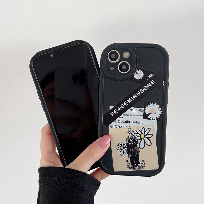 G-Dragon Daisy Soft Case Apple iPhone 6S 7 8 Plus XR XS Max 11 12 13 14 Pro max 14 pLUS Black Silicone Case for Girl gift Baolongwish