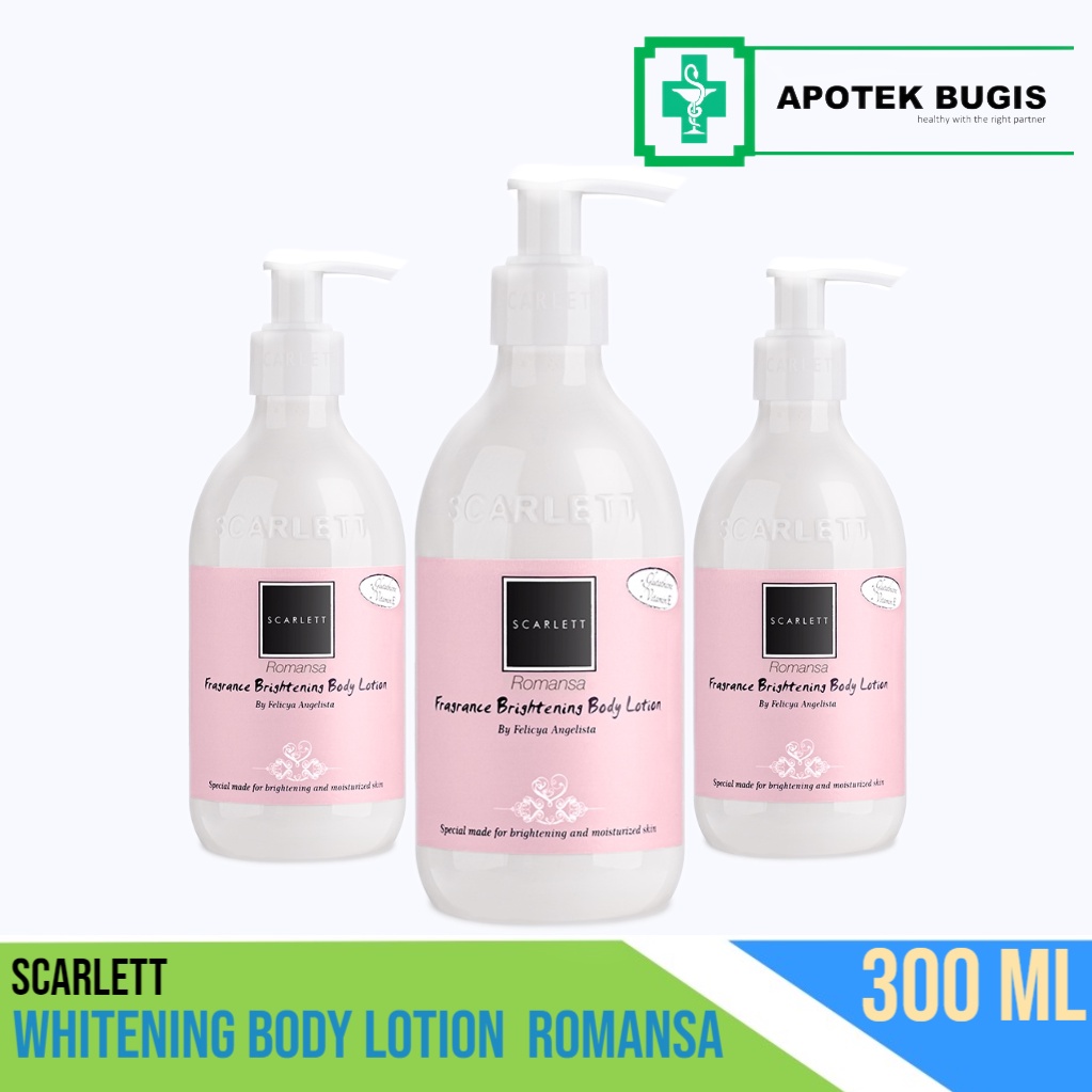 Scarlett Whitening Body Lotion Romansa Size 300 ml Losion Tubuh yang Mencerahkan