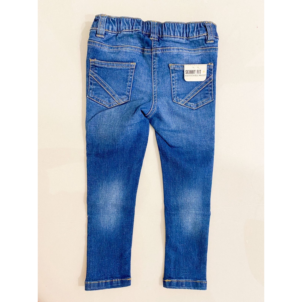 NEXT KIDS celana jeans SKinny Fit 3 years tahun adjustable waist biru list rainbow pelangi perempuan