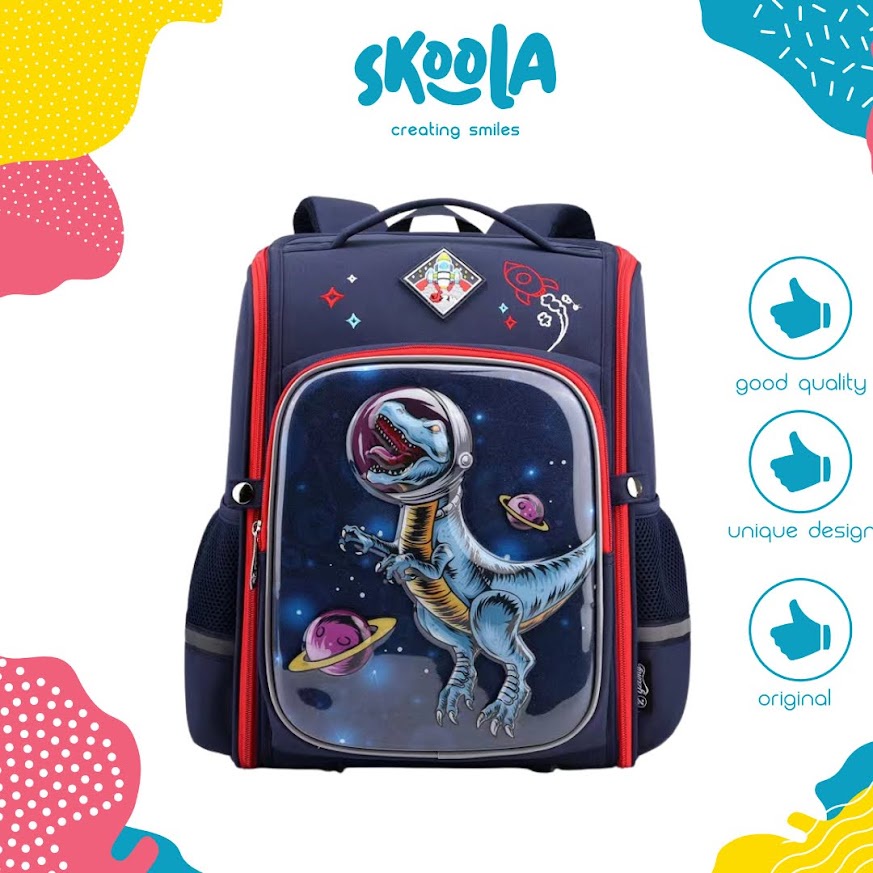 Skoola Tas Sekolah Anak Laki - Laki SD Ransel T-Rex Dinosaurus Waterproof - Laxy