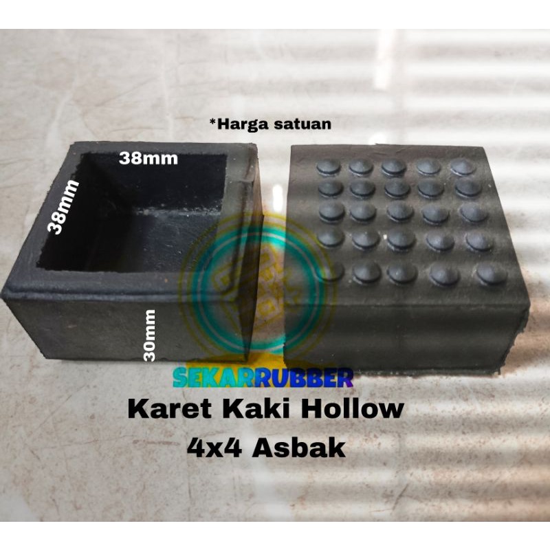 Karet Kaki hollow 4x4 Nyarung /Asbak Tutup Alas Kaki Meja Kursi Rak Besi Baja Ringan