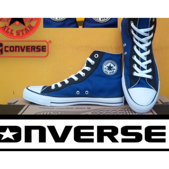 SEPATU CONVERSE ALL STAR HIGH BIRU EYELET HITAM + BOX GRADE ORIGINAL