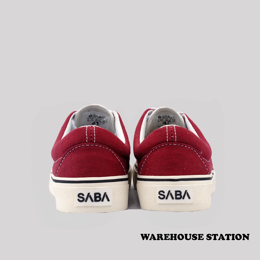 SABA Sykes Maroon White - Sepatu Sneakers Casual Pria Wanita