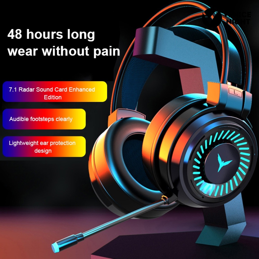 (VNEP) (Berkabel) G58 Lampu LED Gaming Headset Stereo Bass Headphone dengan Mic untuk PC/Laptop