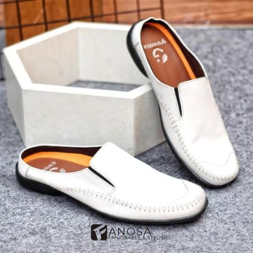 KENZIE Sandal Kulit Slop Pria Tutong Simpel Terbaru Kekinian Asli Kulit Original Sendal Slide Cowok 