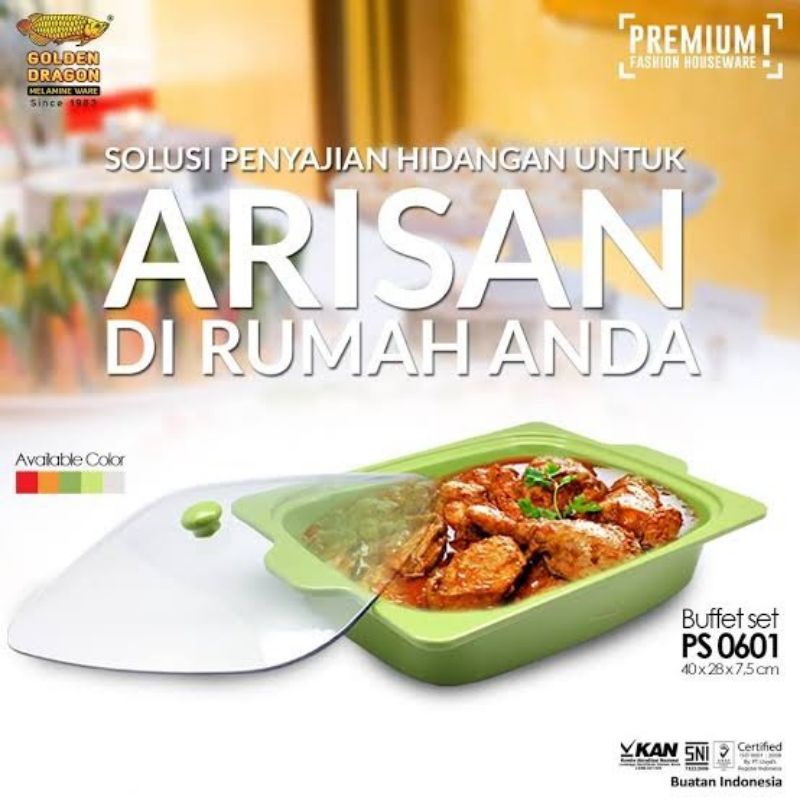 Grosir Melamin Jumbo PS0601 Buffet set single 16 Inch Golden Dragon Tempat Lauk bagus teba sudah fre