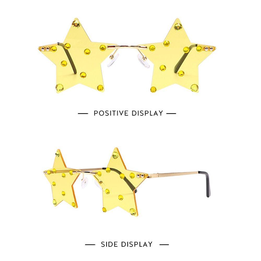 Kacamata Hitam Tanpa Bingkai Bentuk Bunga Bintang Untuk Pesta