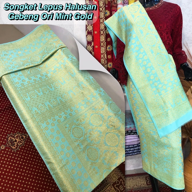 Songket Halusan Gebeng Ori Mint Gold