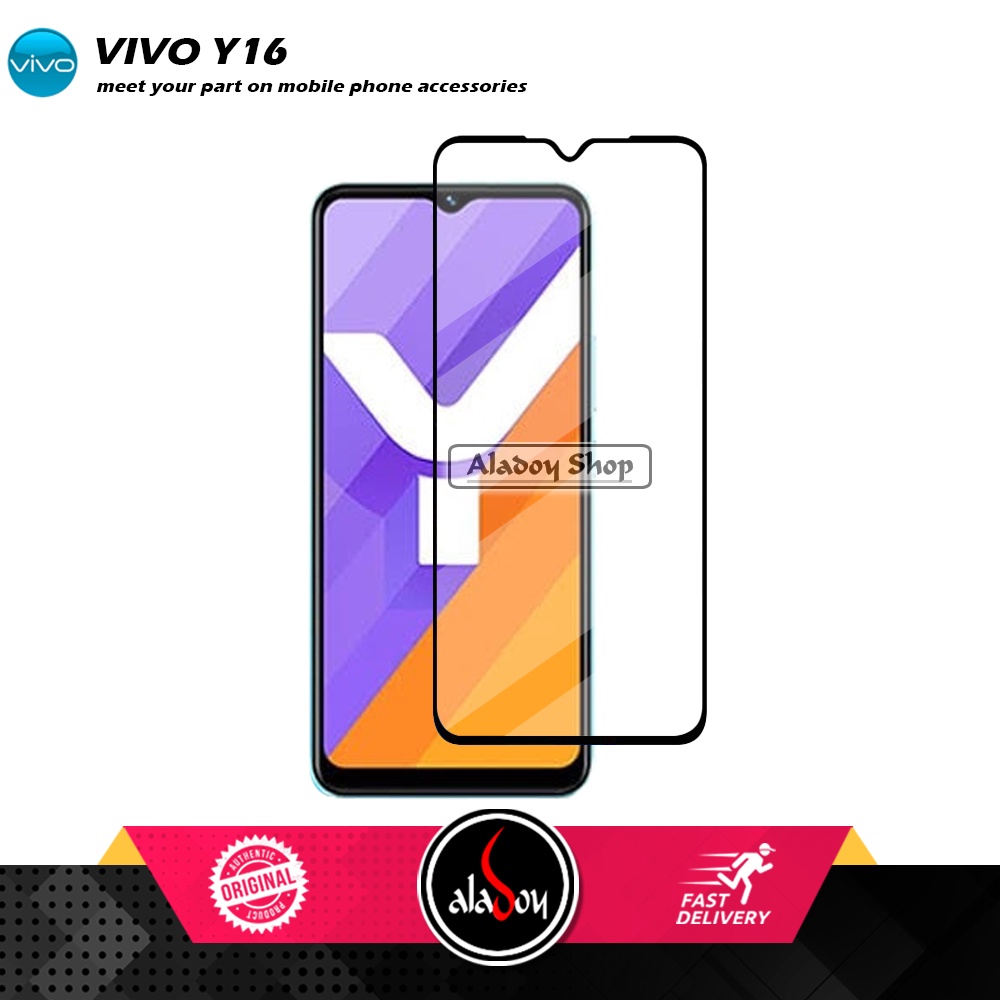 Case Vivo Y16 Softcase Leather + Tempered Glass Layar Full Cover