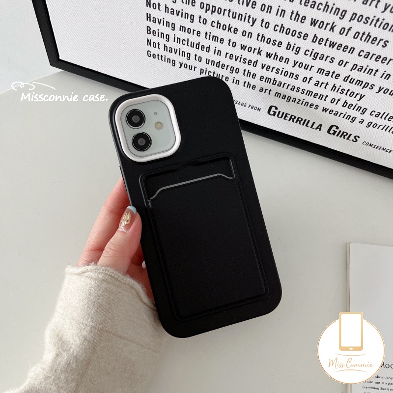 3in1 Soft Case Silikon Warna Permen Macaron Dengan Slot Kartu Untuk iPhone 6 6S 7 8 Plus 11 12 13 14 Pro MAX XR X XS MAX SE 2020